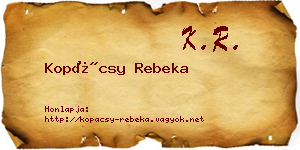 Kopácsy Rebeka névjegykártya